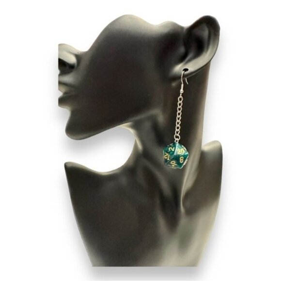 D20 Dice Earrings Dungeons and Dragons TRRPG RPG - Picture 2 of 4